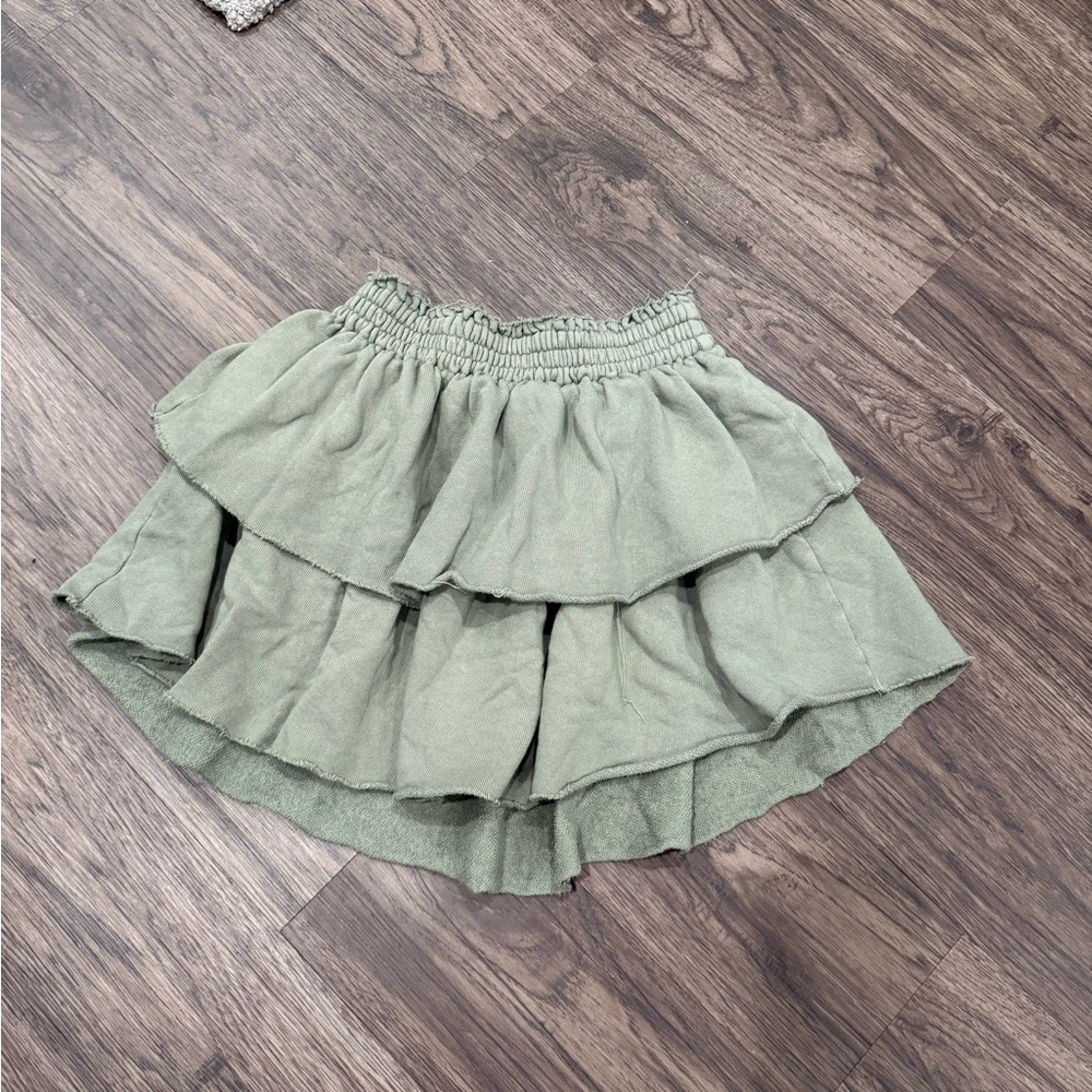 aerie Olive Green Tiered Mini Skirt